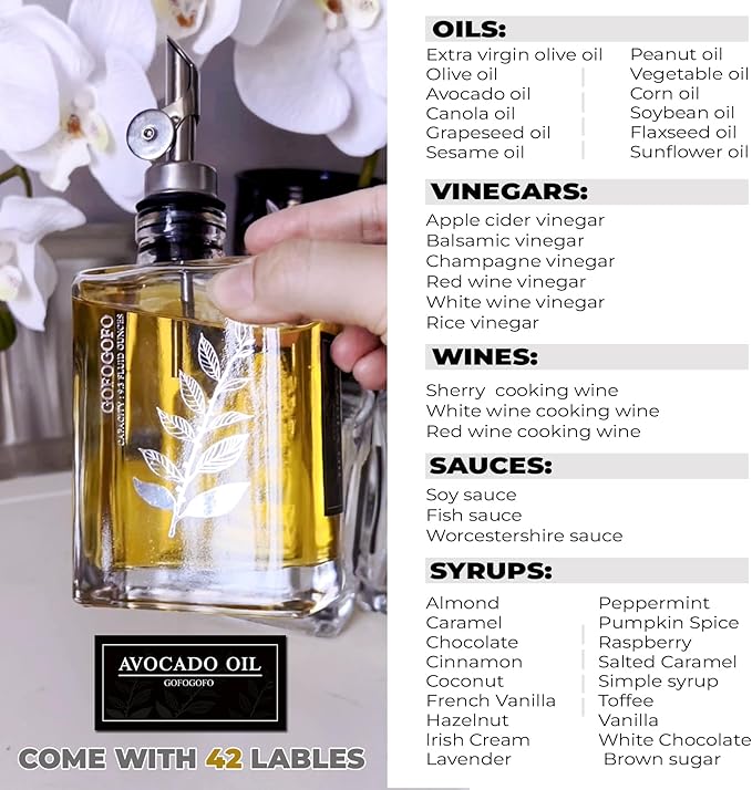 Olive Oil Dispenser for Kitchen, Cooking Oil and Vinegar Dispenser Set, Olive Oil Bottle, Soy sauce dispenser, coffee syrup bottles - Set of 3 Silver