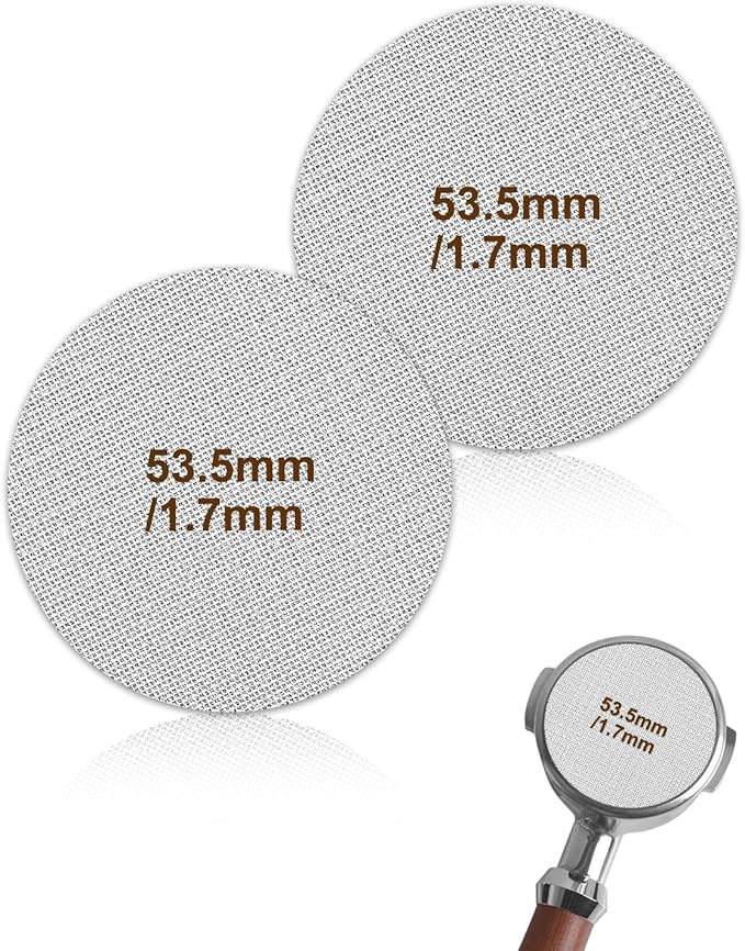 53.5mm Puck Screen, Espresso Filter Screen Premium 316 Stainless Steel Reusable Filter 2 Pack - 1.7mm Thickness 150μm