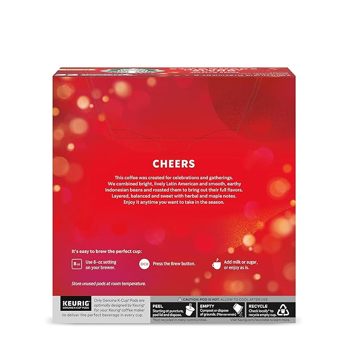 Starbucks K-Cup Coffee Pods, Medium Roast Coffee for Keurig Brewers, Holiday Blend, 100% Arabica, Limited Holiday Edition, 1 Box (32 Pods)