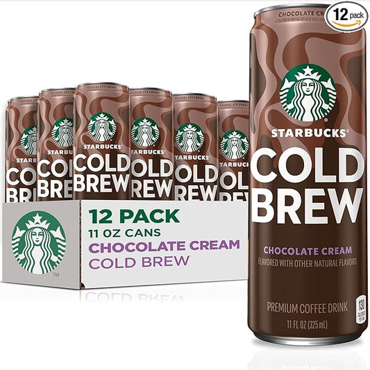 Starbucks Cold Brew Coffee, Chocolate Cream, 11 fl oz Cans (12 Pack), Premium Coffee Drink, Iced Coffee