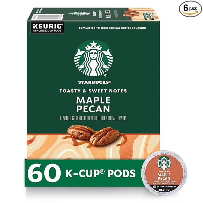 Starbucks K-Cup Coffee Pods, Flavored Hot or Iced Coffee, Maple Pecan, 60 Keurig Pods