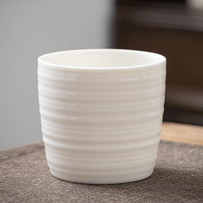 TEANAGOO Japanese Tea Cup, 7.1 Oz / 210 ml, Pure White, 4 Pcs/Box, Asian Tea Cup, Microwave & Dishwasher Safe