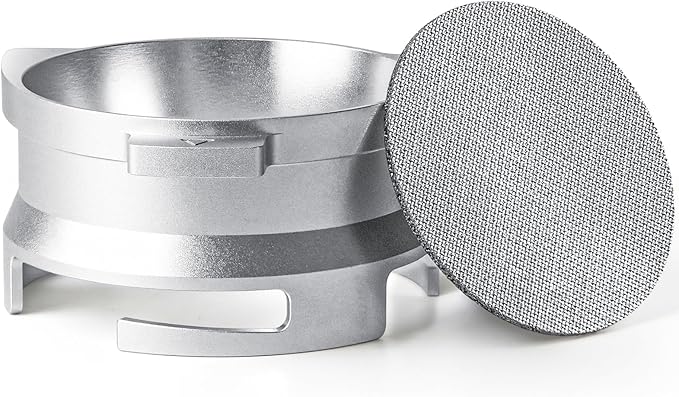 YFWOOD 54mm Dosing Funnel and Puck Screen Set, Lightweight Aluminum Espresso Funnel, for Breville Barista Portafilters,Hands-Free Coffee Accessrioes, Silver