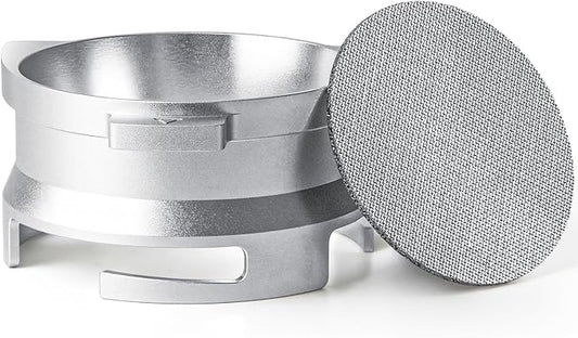 YFWOOD 54mm Dosing Funnel and Puck Screen Set, Lightweight Aluminum Espresso Funnel, for Breville Barista Portafilters,Hands-Free Coffee Accessrioes, Silver