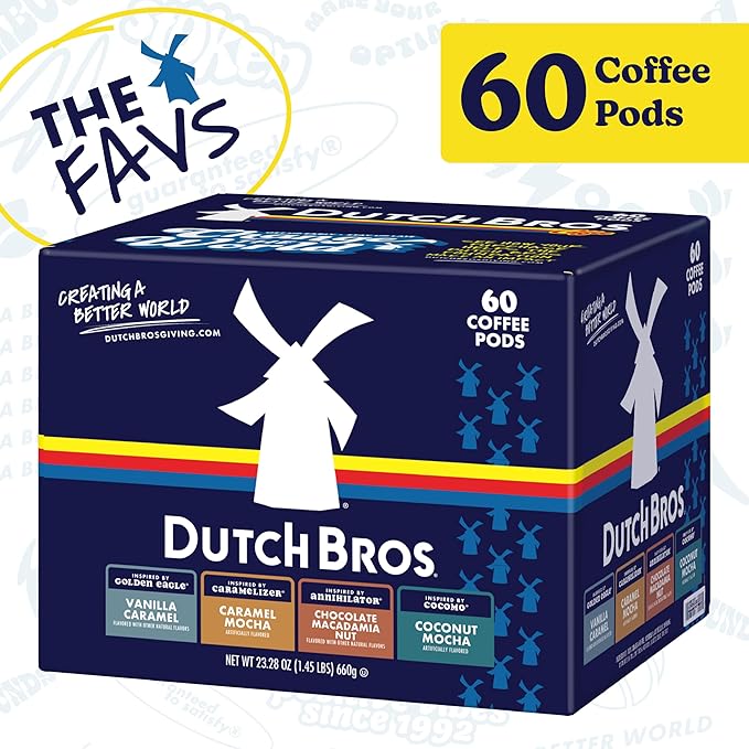 Dutch Bros® Flavored Coffee Variety Pack, 60 Count, Medium Roast, Single Serve Coffee Pods for Keurig K-Cup Brewers