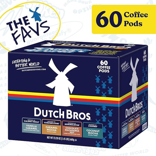 Dutch Bros® Flavored Coffee Variety Pack, 60 Count, Medium Roast, Single Serve Coffee Pods for Keurig K-Cup Brewers
