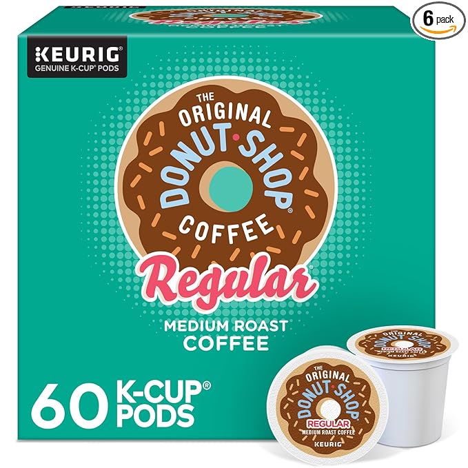 The Original Donut Shop Regular, Keurig Single Serve K-Cup Pods, Medium Roast Coffee, 60 Count, (6 Packs of 10)