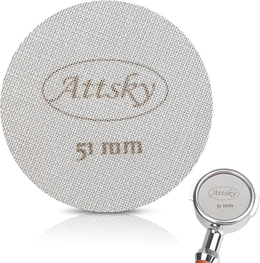 Attsky 51mm Espresso Puck Screen, Espresso Filter for 51mm Portafilter Filter Basket, Reusable Espresso Screen with 1.7mm Thickness 150μm 316 Stainless Steel