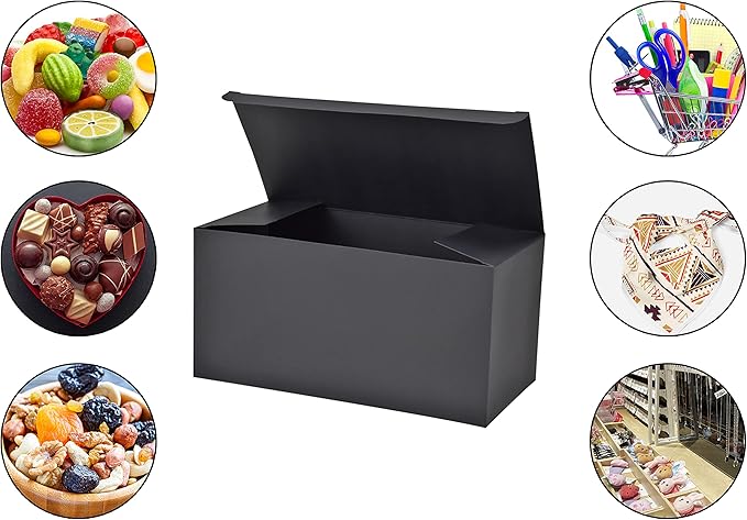 HUAPRINT Black Gift Boxes with Lids 9x4.5x4.5 inch,24 Pcs Paper Gift Wrap Box Bulk for Presents,Birthday,Bridesmaid Proposal,Groomsmen Engagements,Christmas,Wedding Party Favor,Cupcake,Crafting,Holidays