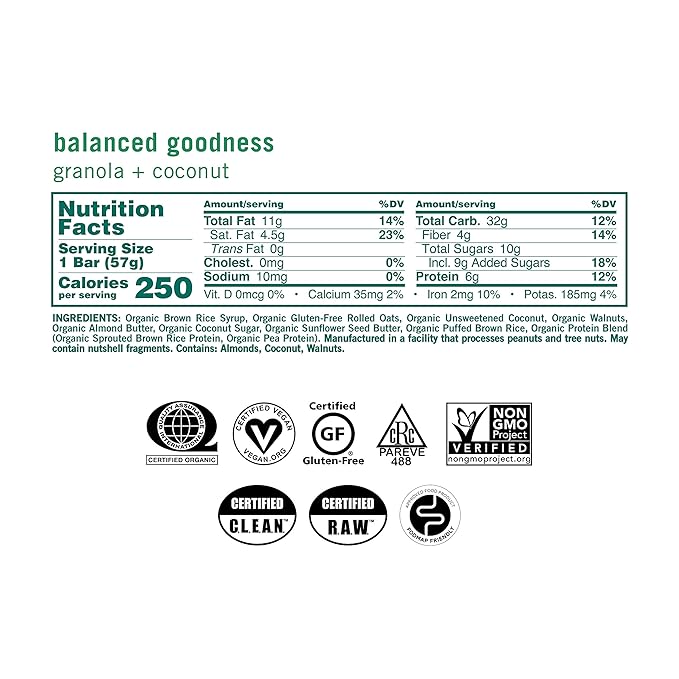 GoMacro MacroBar Organic Vegan Snack Bars - Granola + Coconut and Banana + Almond Butter (2.3 Ounce Bars, 12 Count)
