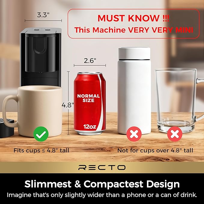 CHULUX RectoCafé Espresso Machine for Nespresso Original Capsule Pod, 20 Bar Professional Italian Pump Coffee Machine, Extra Mini Espresso Maker for Home & Office, Black