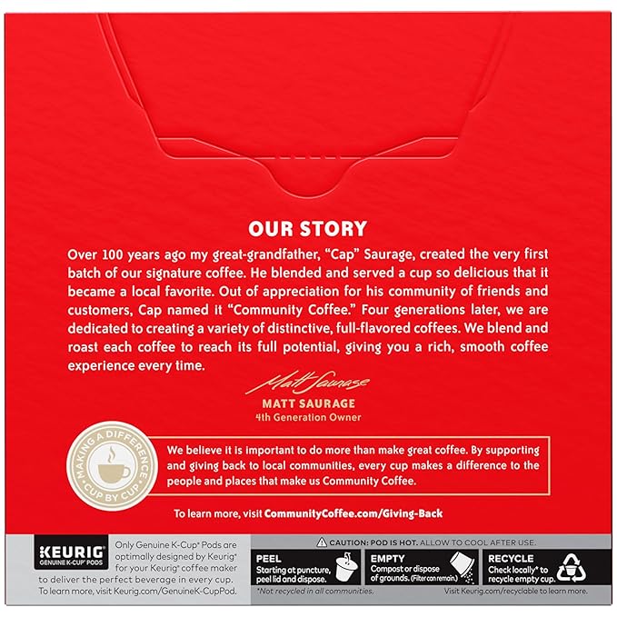 Community Coffee Café Special, Medium-Dark Roast, Single-Serve Keurig K-Cup Pods, 32 Count (Pack of 4)