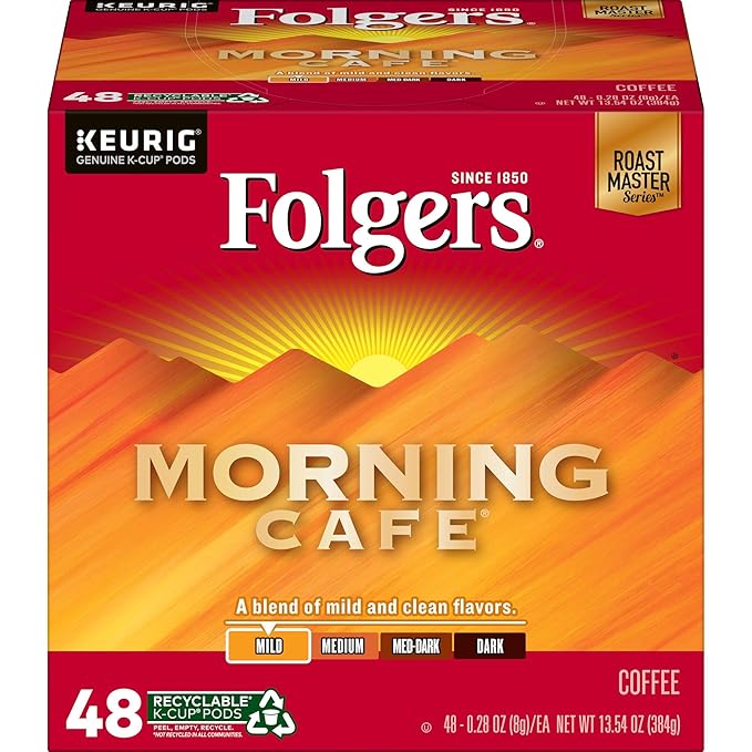 Folgers Morning Café Mild Roast Coffee, 192 Keurig K-Cup Pods