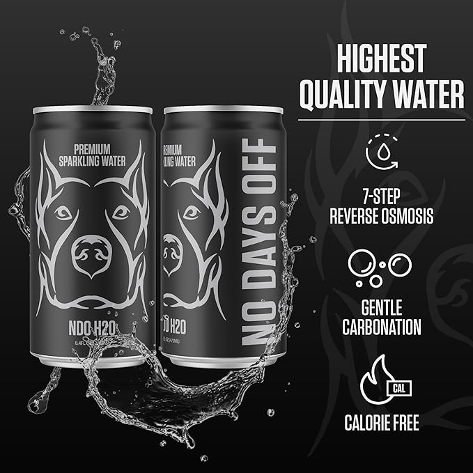 NO DAYS OFF Premium Sparkling Water - 24 Pack, 8.4 fl oz, Sparkling (Unflavored) - Ultra-Purified Reverse Osmosis with Gentle Carbonation, On-the-Go and Bulk Size
