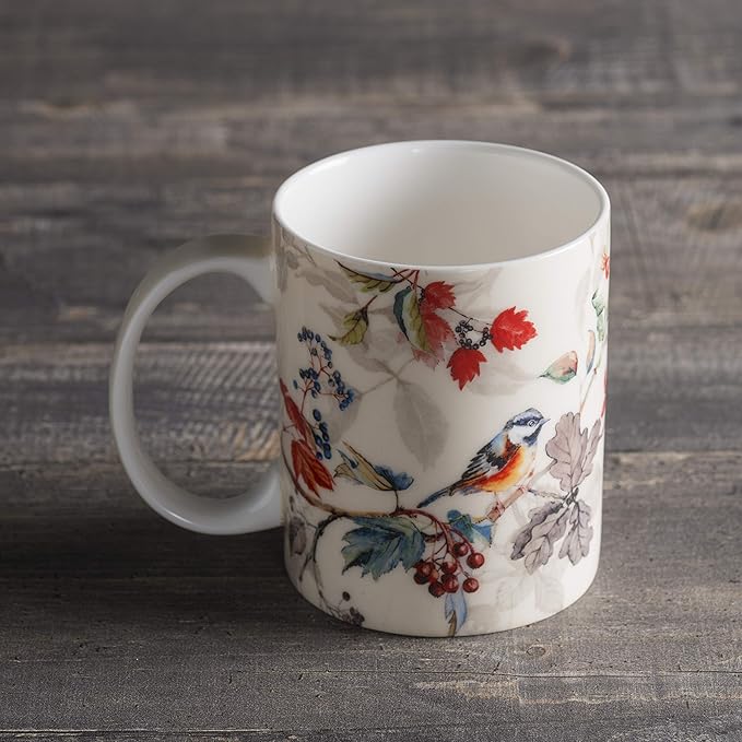 Maison d' Hermine Coffee Mug with Handles Fine Bone China Mugs Pack of One Tea Cups for Hot Beverages Cappuccino Latte Home Restaurant Office Perfect for Gift (Equinoxe - Beige Passerine, 12 Ounce)