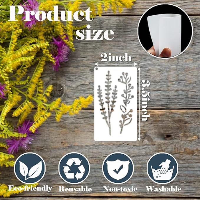 Botanical Flower Stencils for Crafts Small Wildflower Floral Paint Stencil for Painting on Wood Card Making, Tiny Nature Vine Herb Essential Art Stencils for Adults Kids Furniture Walls (50 flowers 1)