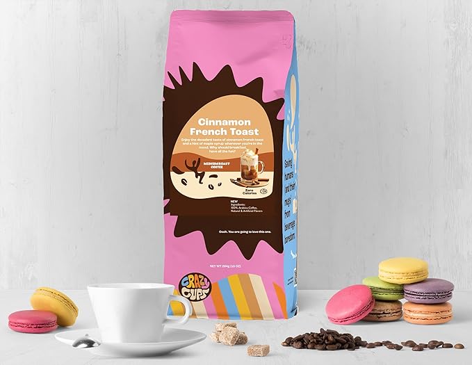 Crazy Cups Flavored Ground Coffee, Cinnamon French Toast, For Brewing Flavored Hot or Iced Coffee, 3 Pack