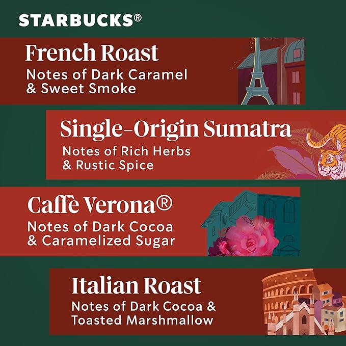 Starbucks K-Cup Coffee Pods, Dark Roast Hot or Iced Coffee, Variety Pack, 96 Keurig Pods