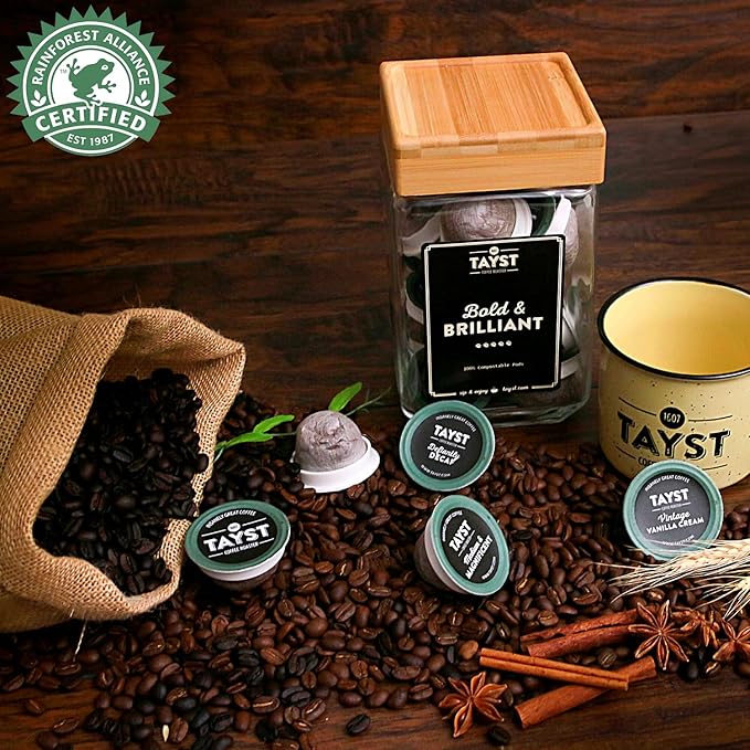 Tayst Coffee Pods, Variety Pack Assortment, K Cups Compatible with Keurig Coffee Maker, Sustainable Single Serve, Pack of 100