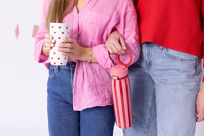 Simple Modern Valentine's Day Mesa Loop Water Bottle with Covered Straw and Handle | 30oz Cup Holder Friendly Insulated Stainless Steel Bottles for Travel, Sports and School | Lovers Lane