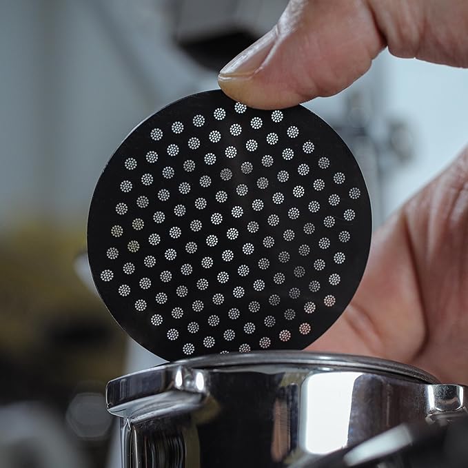 KNODOS 51mm Espresso Puck Screen - Premium Stainless Steel Coffee Filter, Enhanced Extraction, Compatible with Delonghi & More, Easy to Clean (Black, 51mm)
