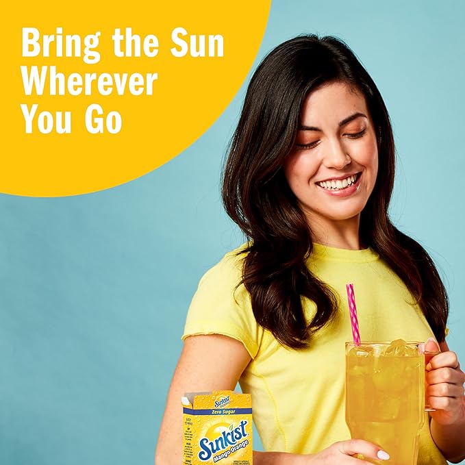 Sunkist Soda Mango Orange Singles To Go Drink Mix, 12 Boxes with 6 Packets Each - 72 Total Servings