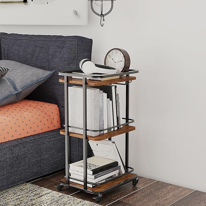 IBUYKE 3-Tier Home Bar Serving Cart,Kitchen Storage Carts with Wheels,11.79x15.72x33.01 inches,Rolling Mini Bar Cart for Home, Outdoor, Kitchen, Bedroom TMJ319H