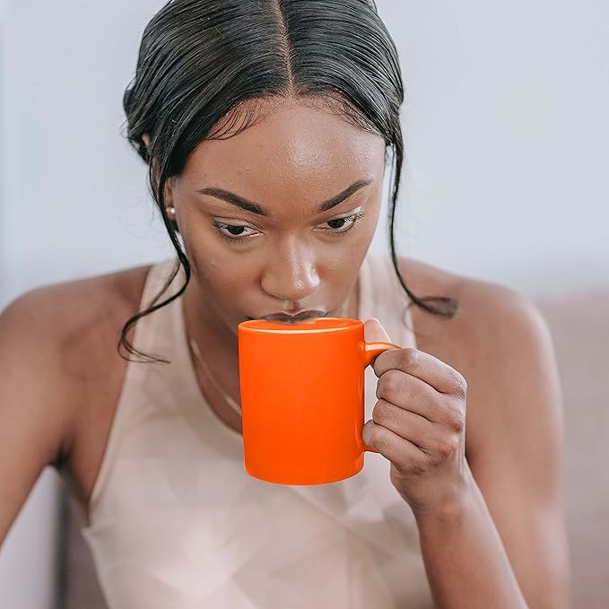 DISCOUNT PROMOS Ceramic Coffee Mugs 11 oz. Set of 10, Bulk Pack - Coffee cup set, Iced coffee cup, Gaming mug - Orange