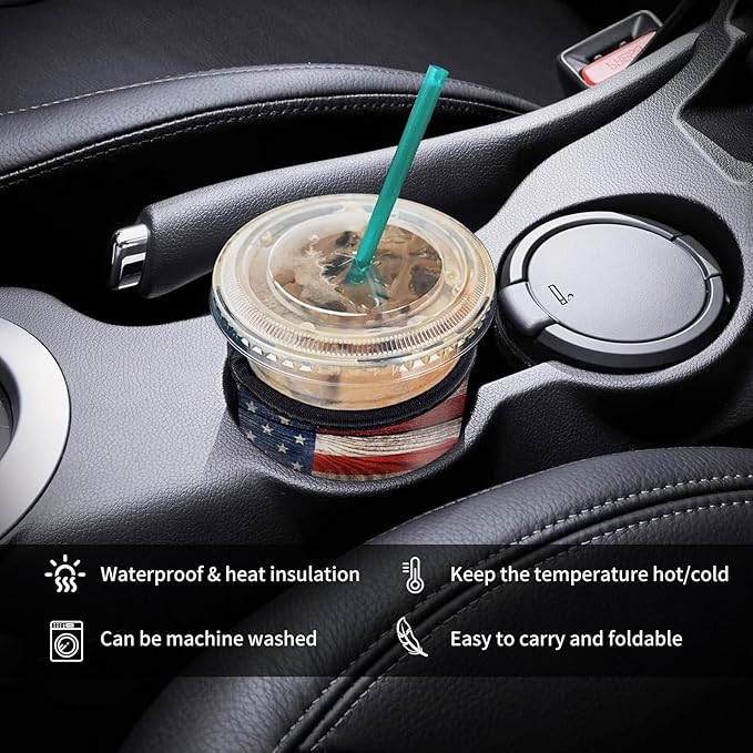 3 Pack Reusable Neoprene Insulator Sleeve for Iced Coffee Cups, Funny Coffee Cup Sleeves for 16-32oz Coffee cups, Cute Drink Sleeve for Cold Hot Beverages Cute Flag