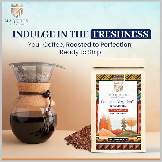 Marquis - Ground Coffee, 2 lbs (Ethiopian Yirgacheffe, 2 Pound (Pack of 1))
