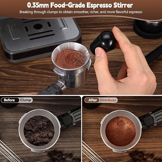 51mm Espresso Accessories Kit, Dual Head Coffee Leveler, WDT Tool and Dosing Funnel Set For Delonghi 51 mm Espresso Machines & Portafilters