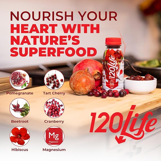 120/Life Blood Pressure Support, Beet Root Juice, Pomegranate Extract, Cranberry Juice, Tart Cherry, Hibiscus, and Magnesium (8 Fl Oz, Pack of 14) - Gluten-Free & Vegan