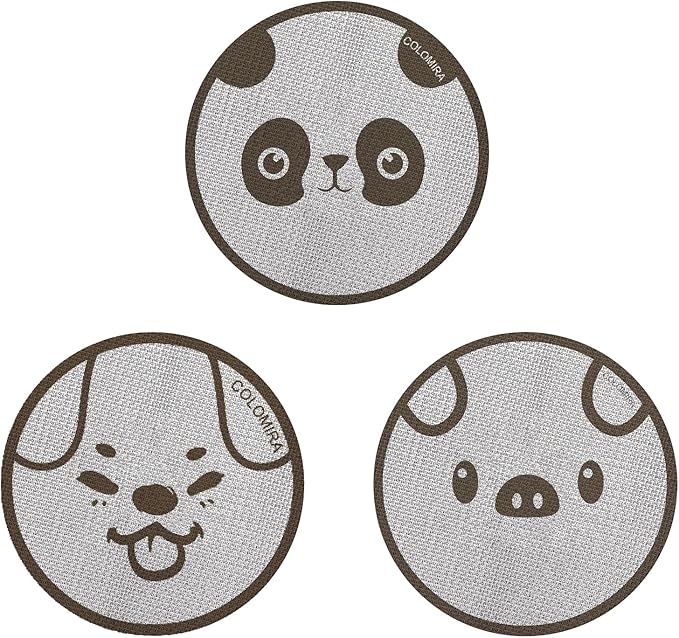 51mm Espresso Puck Screen 3-Pack, Lower Shower Screen, Metal Coffee Reusable Filter for Espresso Portafilter Basket, 1.7 Thickness - 316 Stainless Steel(Cute Animal)