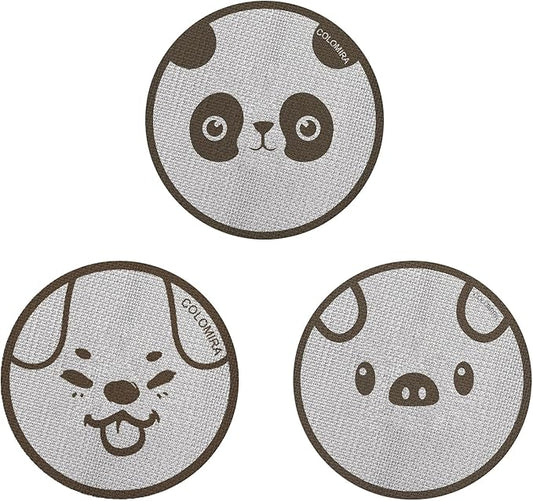 51mm Espresso Puck Screen 3-Pack, Lower Shower Screen, Metal Coffee Reusable Filter for Espresso Portafilter Basket, 1.7 Thickness - 316 Stainless Steel(Cute Animal)