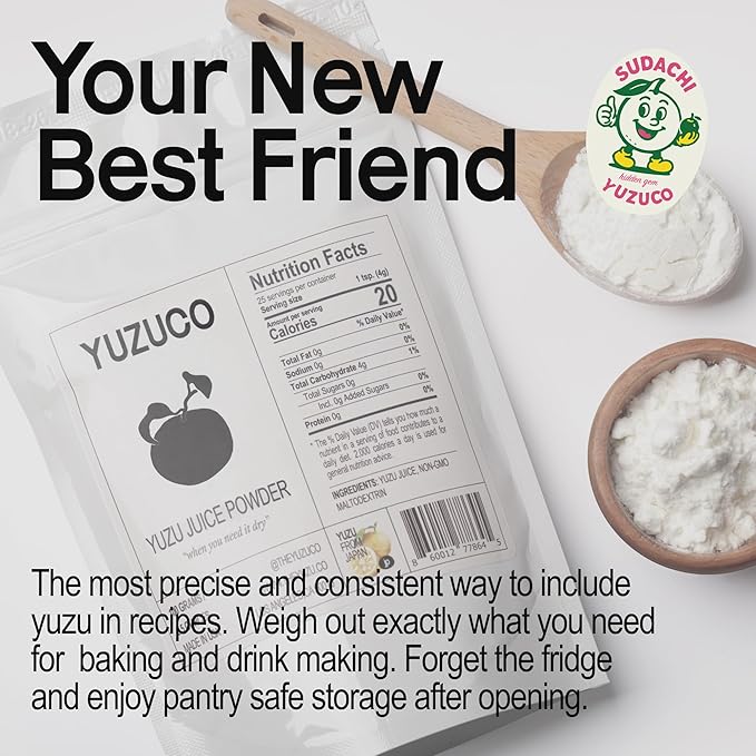 YUZUCO - Yuzu Juice Powder 3.5oz (100g) - Made in the USA - Convenient citrus for cooking, baking and drink making - When you need it dry