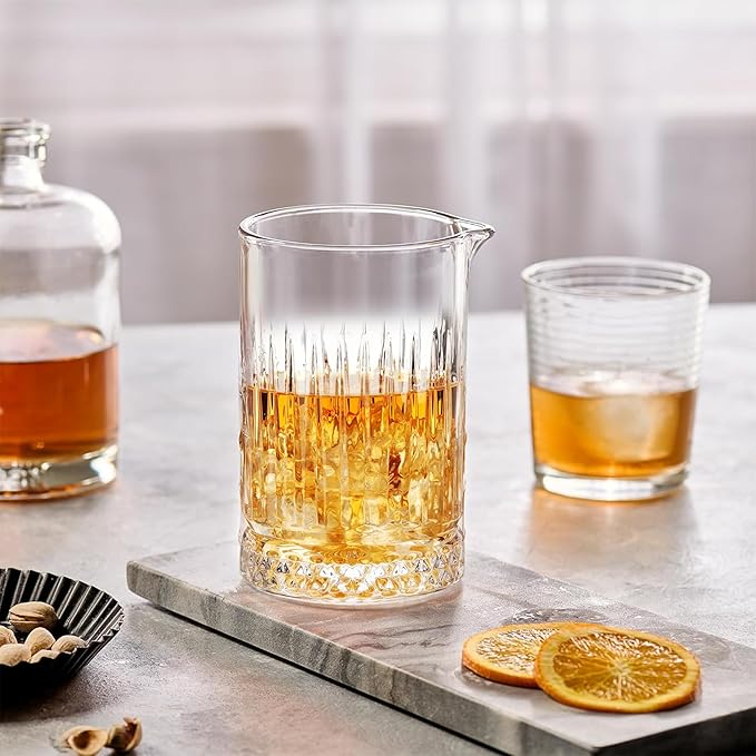 2 Pack Large Cocktail Mixing Glass, 25.6oz Seamless Crystal Bar Mixing Glasses with Weighted Thick Bottom, Old Fashioned Mixing Glass Bartender - Bar Tools for Martinis, Manhattans