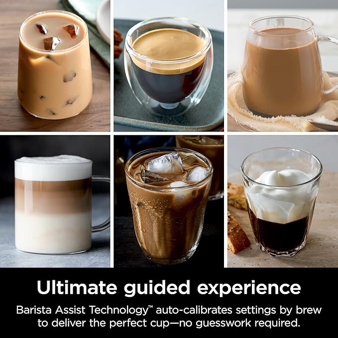 Ninja Luxe Café Pro Series, Espresso Machine, Drip Coffee, Cold Brew, Hot Water, Integrated Tamper, Built-in Grinder, Hands-Free Frother for Cappuccinos, Lattes, Americanos, Dairy or Non-Dairy, ES701 (Renewed)