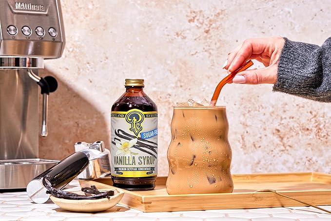Portland Syrups Sugar-Free Vanilla Syrup - Smooth Creamy Classic Vanilla for Lattes, Cold Brew, Iced Tea, Smoothies, Desserts, No Artificial Aftertaste, 12 oz Bottle, 24 Servings Pack