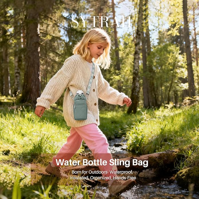 Water Bottle Carrier Bag with Strap, Water Bottle Purse with Phone Pocket 40oz for Walking Hiking