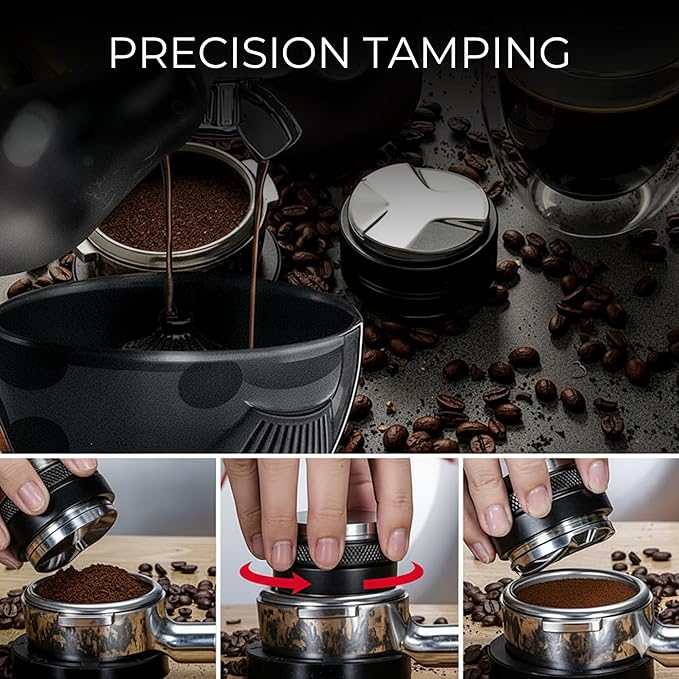 Espresso Accessories Kit – Coffee Distributor & Tamper Leveler Set with WDT Tool and Dosing Funnel | Barista Espresso Tamper Kit Fits 51mm Espresso Machines & Portafilters