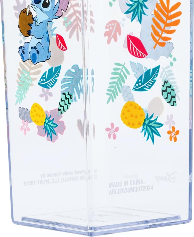 Silver Buffalo Disney Lilo & Stitch Tropical Plastic Milk Carton Bottle, 16.2 Ounces