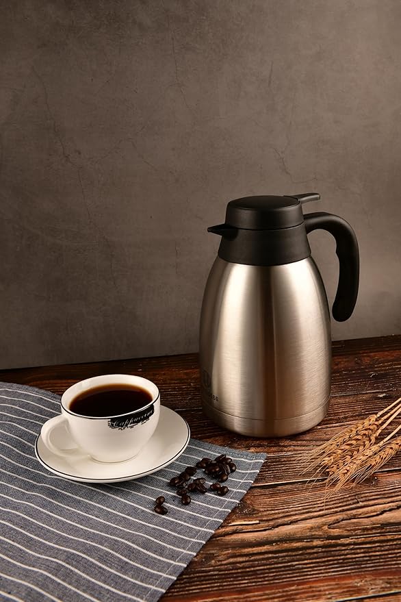 Heritage66 Thermal Coffee Carafe -Triple Wall Vacuum insulated Flask- keeping Beverages Hot for 12 hours /24 hours cold Tea, Water, and Coffee Dispenser (1.5 Liter/50 Oz)