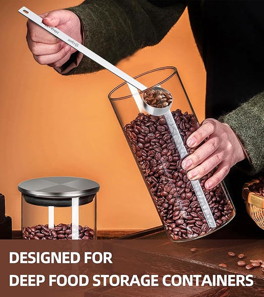 Ugotit 304 Stainless Steel Coffee Scoop, Long Handle Measuring Scoop for Ground Coffee, Engraved TBSP/ML, Dishwasher Safe (1 Tbsp & 2 Tbsp)