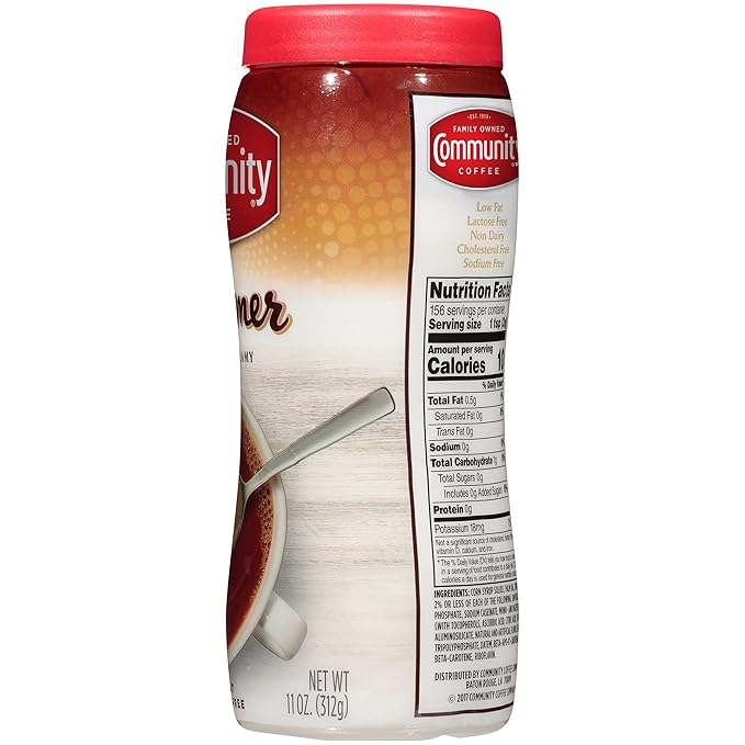 Community Coffee Lactose Free Powdered Coffee Creamer, 11 Ounce Canister (Pack of 6)