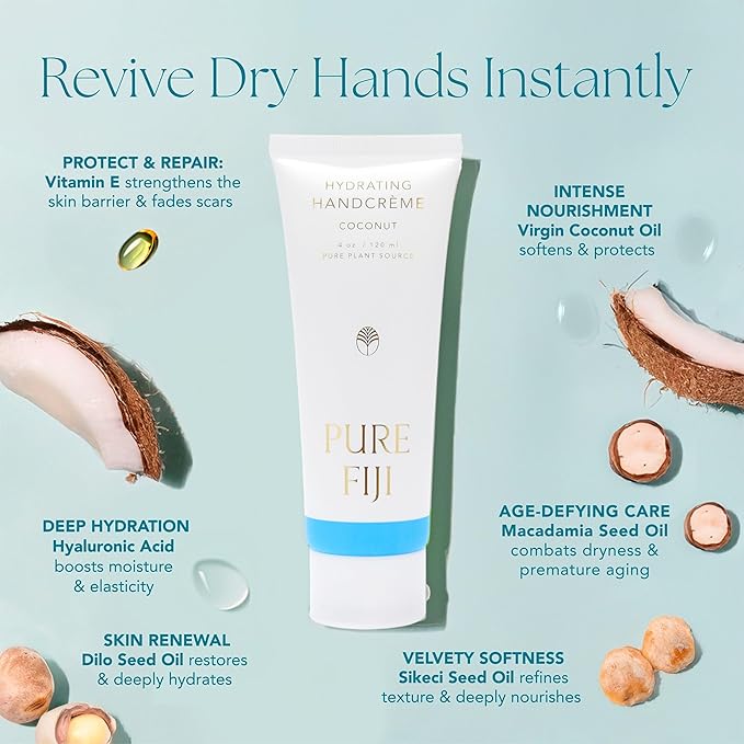 PURE FIJI Hydrating Hand Creme, Coconut (4 oz/120ml)