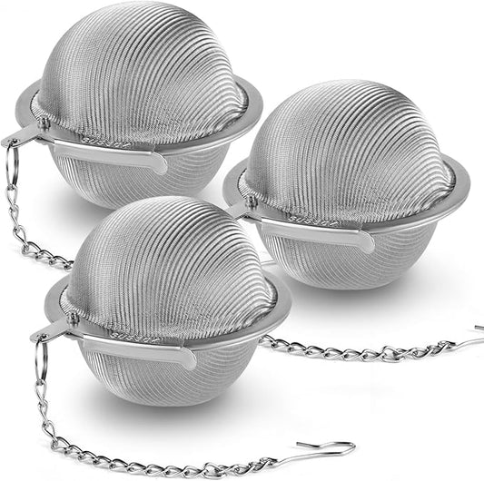 304 Stainless Steel Tea Strainers for Loose Tea Infuser Ball, Extra-Fine Mesh Tea Ball, Tea Holder Loose Leaf Tea Steeper, Tea Diffuser for Rooibos, Black Tea, Herbal & Spices (Small x 3)