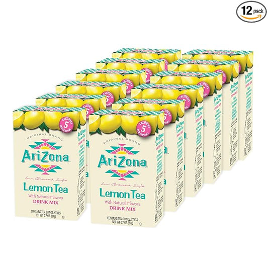 AriZona Lemon Tea - On-the-Go Powdered Drink Mix, 0.07oz 120 Count - 10ct Boxes (Pack of 12)