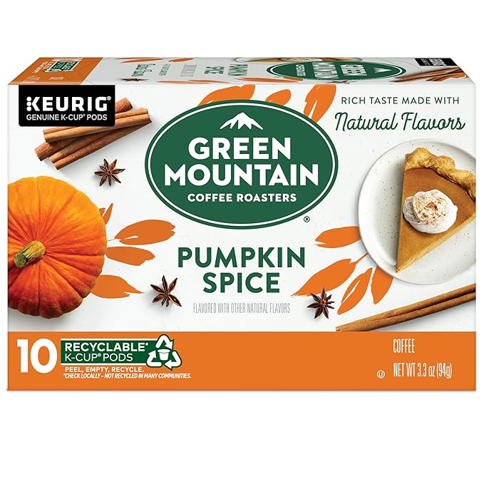 Green Mountain Coffee Roasters Pumpkin Spice, Keurig Single-Serve K-Cup Pods, Light Roast Coffee, 60 Count (6 Packs of 10)