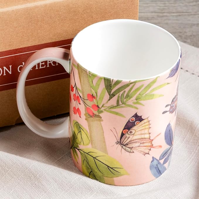 Maison d' Hermine Coffee Mug with Handles Fine Bone China Mugs Pack of Two Tea Cups for Hot Beverages Cappuccino Latte Home Restaurant Office Perfect for Gift (Canne, 12 Ounce)