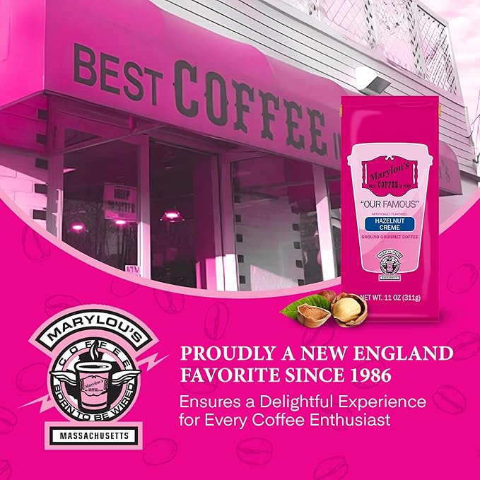 Marylou's Coffee – Hazelnut Creme Flavored Ground Gourmet Coffee – 11 oz